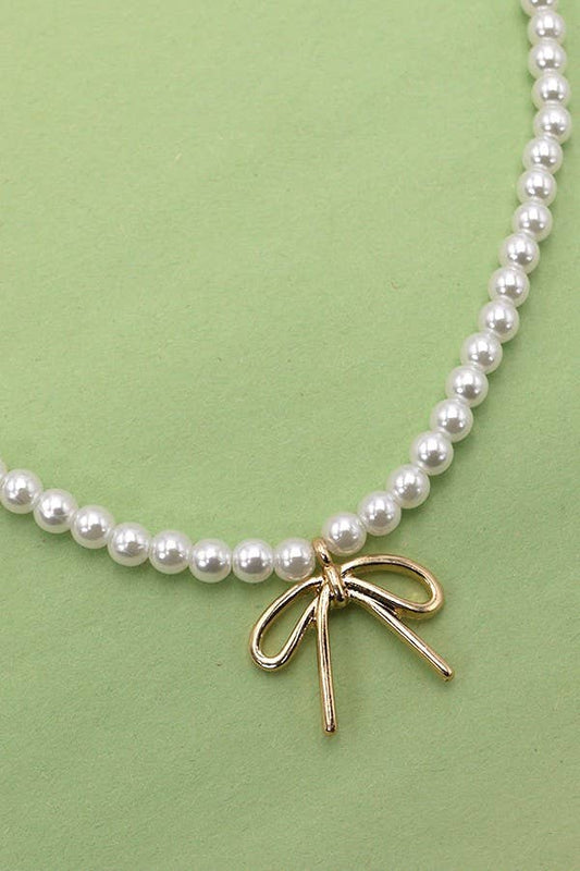 Pearl Bow Necklace