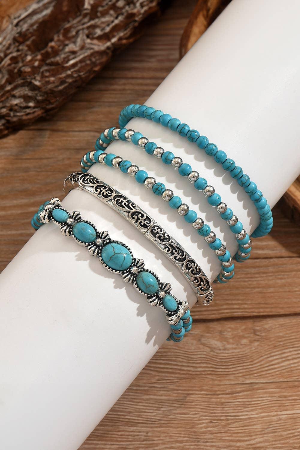 Western Turquoise Beading Layered Bracelet Set | - Southern Sassy Boutique