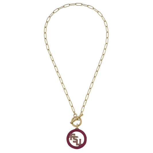 Florida State Seminoles Logo Enamel T-Bar Necklace