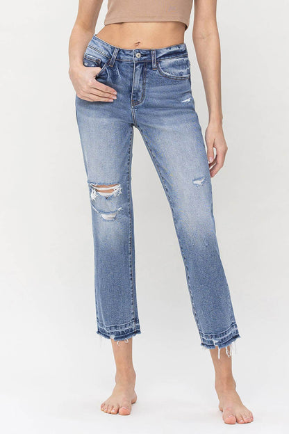 HIGH RISE CROP STRAIGHT JEANS - Southern Sassy Boutique