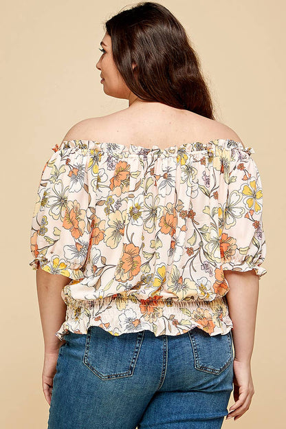 Peasant Off Shoulders Floral Top
