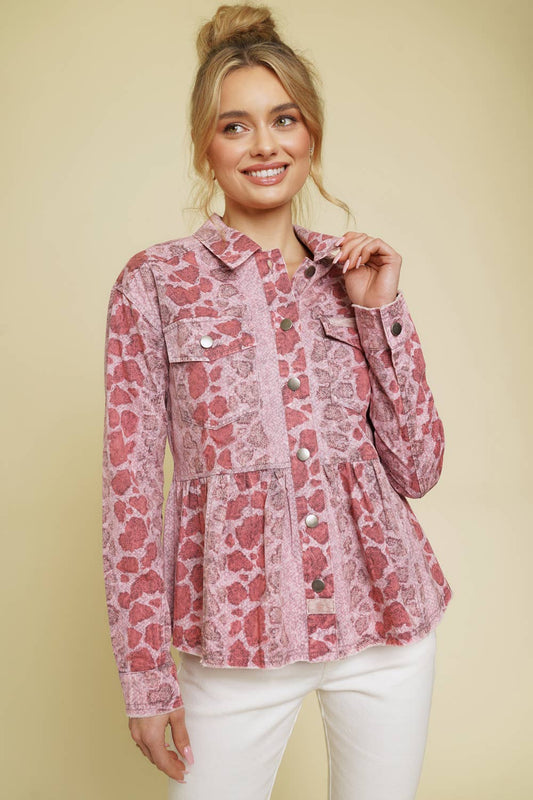Animal Print Peplum Jacket