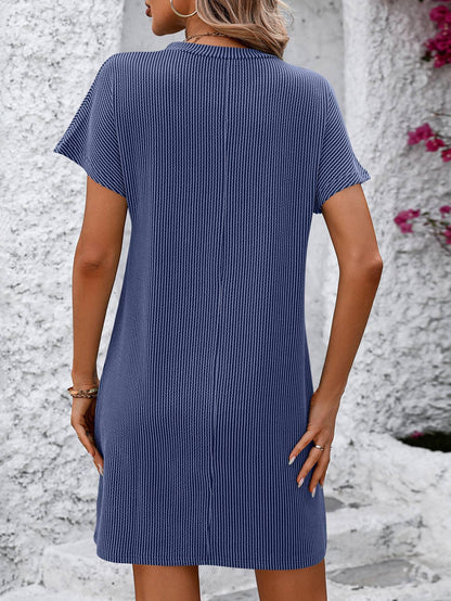 Textured Stripe T-Shirt Dress - Southern Sassy Boutique