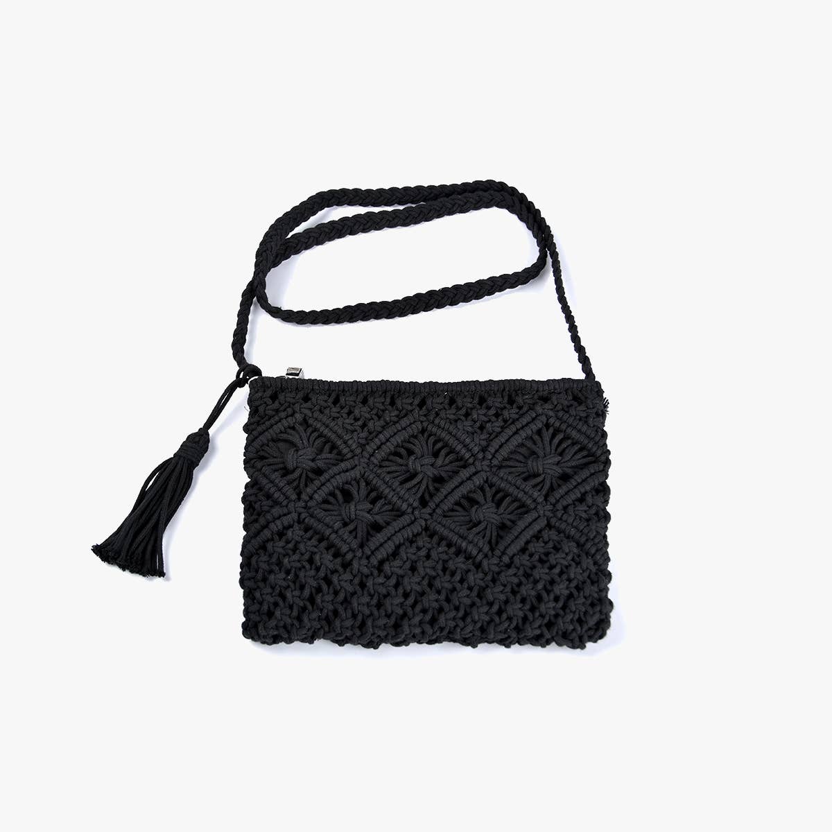 Macrame Crossbody Bag w/ Tassel