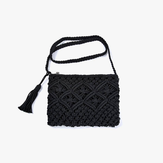Macrame Crossbody Bag w/ Tassel