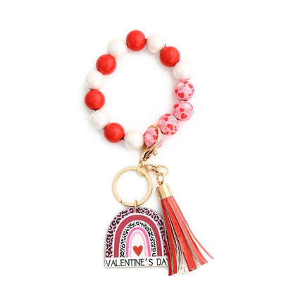 Valentine'S Day Love Bracelet Wooden Bead Keychain - Southern Sassy Boutique