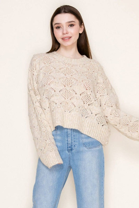 Long Sleeve Solid Knit Top with Side Buttons