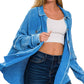 Waffle Acid Wash Oversized Shacket