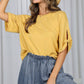 Tie Accent Sleeve Soft Casual T-Shirt Top