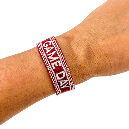 Burgundy Maroon Game Day Embroidered Bracelet - Southern Sassy Boutique