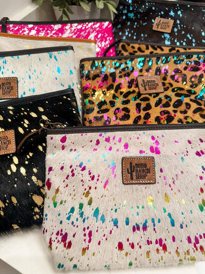 Western Cowhide Makeup Bag Travel - Southern Sassy Boutique