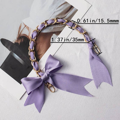 Elegant Silk-Wrapped Metal Chain Bag Charm DP25H608