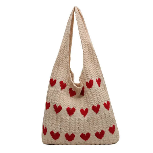 Heart Crochet Tote Bag