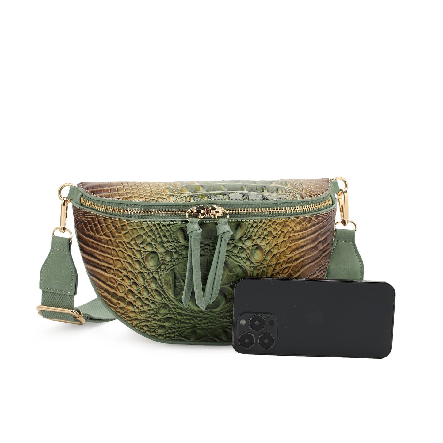 Aurora Croc Embossed Fanny Pack, Sling Bag, Shoulder Bag