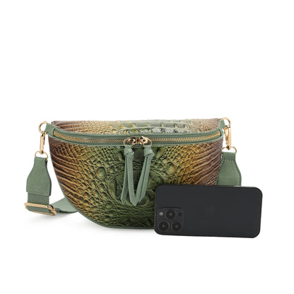 Aurora Croc Embossed Fanny Pack, Sling Bag, Shoulder Bag