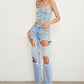 High Waist Ripped Baggy Jeans
