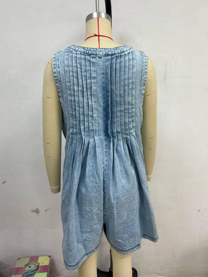 Sleeveless Top & Shorts Denim Romper - Southern Sassy Boutique