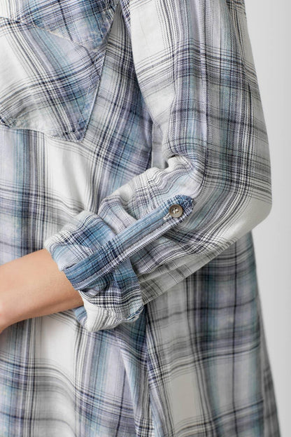 Washed Plaid Shirt Dress - Southern Sassy Boutique