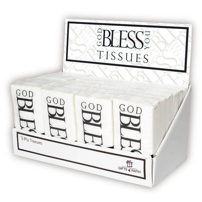 God Bless You Tissue Display - White