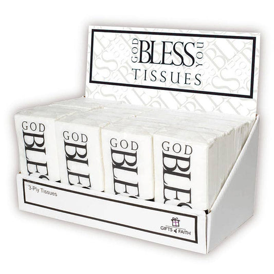 God Bless You Tissue Display - White