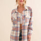 Yarn Dyed Fringe Bottom Button Up Long Shirt Jacket
