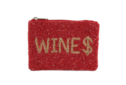 Ladies Fully Beaded WINES Theme Coin Purse