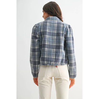 PLAID DENIM JACKET - Southern Sassy Boutique