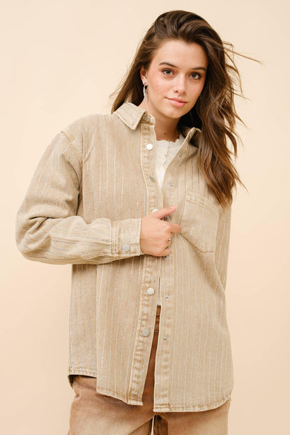 High Luxury Embellished Sparkle Stone Stripe Jacket - Southern Sassy Boutique