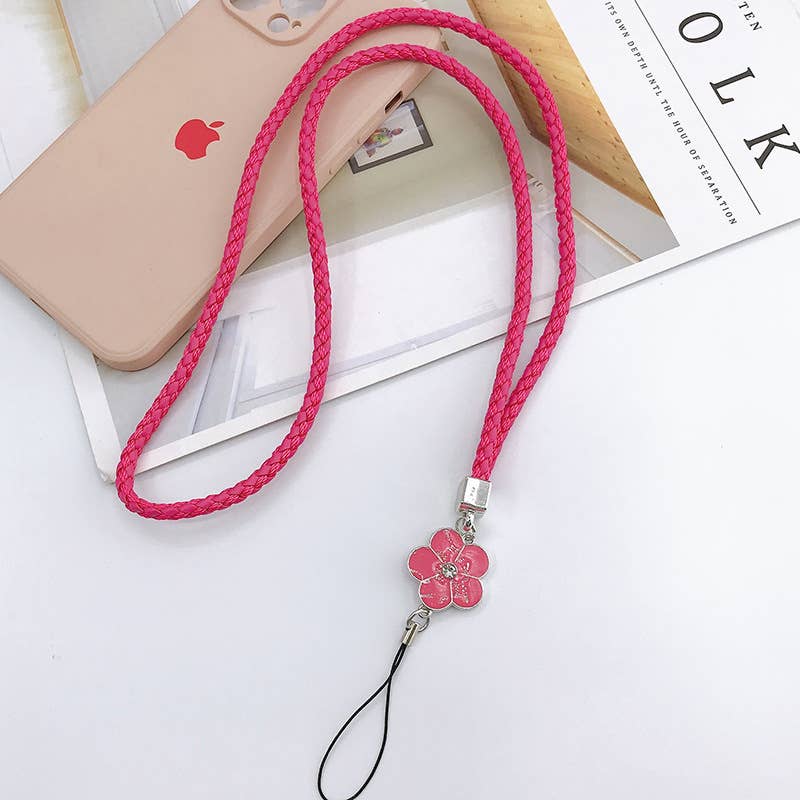 Creative Woven Leather Plum Phone Case Lanyard