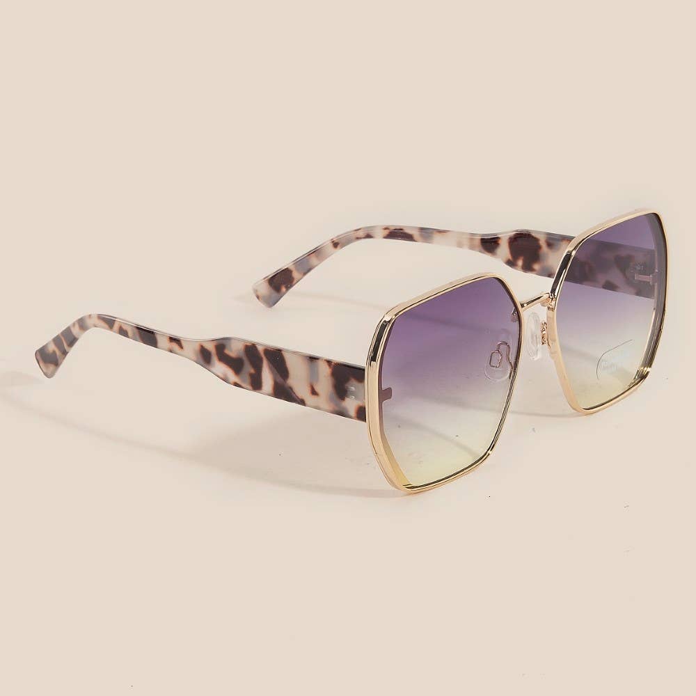 Thin Metallic Frame Large Lens Sunglasses