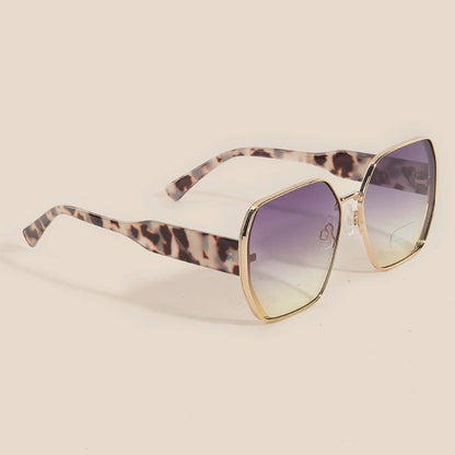 Thin Metallic Frame Large Lens Sunglasses