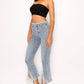 RHINESTONE FRINGE DENIM PANTS