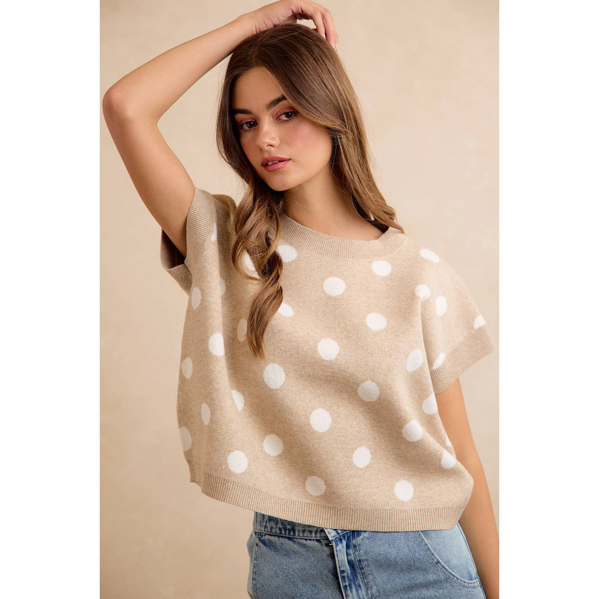 Polka Dot Knit Sleeveless Sweater