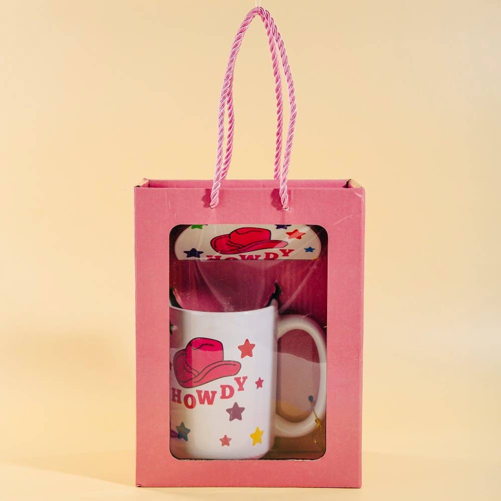 Howdy Western Cowboy Hat 15Oz Mug With Matching Coaster Gift