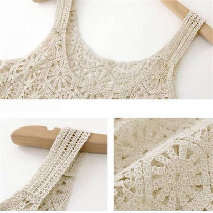 Vintage Embroidery Hollow Out Crochet Knit Vest - Southern Sassy Boutique
