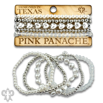 Puffed heart acrylic pearl bracelet - Southern Sassy Boutique