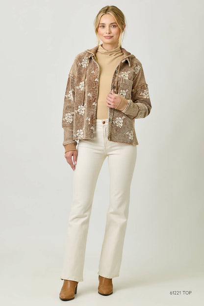 Flower Embroidery Hoodie Jacket