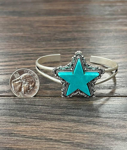 711306, Star Turquoise Cuff Bracelet - Southern Sassy Boutique