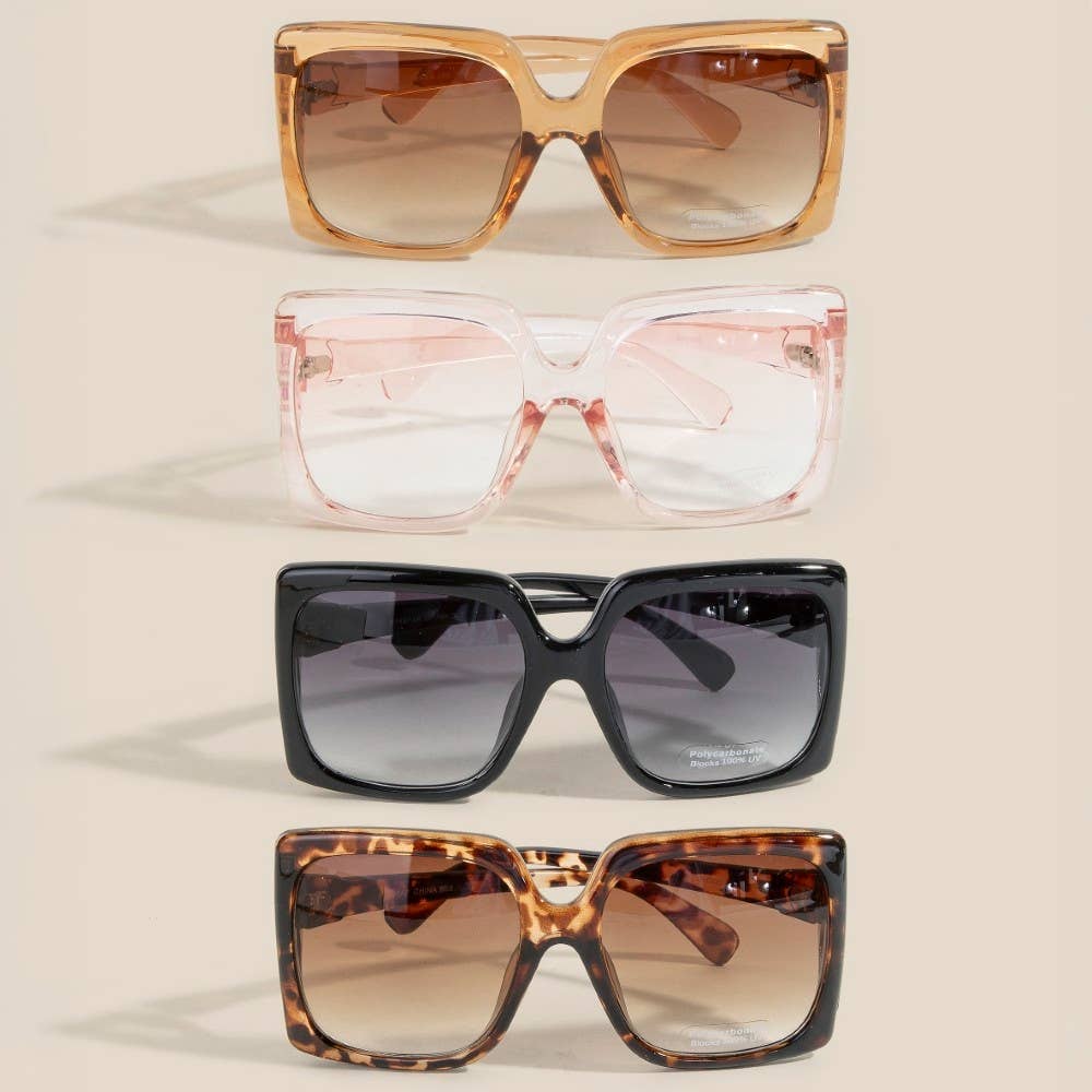 Thick Acetate Frame Square Sunglasses Set