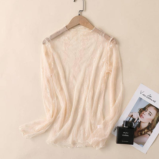 Semi Sheer Mesh Floral Lace Layering See Through Top - Southern Sassy Boutique