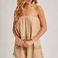STRAPLESS EMBROIDERED TRIM ROMPER