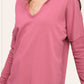 Textured Fabric Contrast Terry Long Sleeve Top