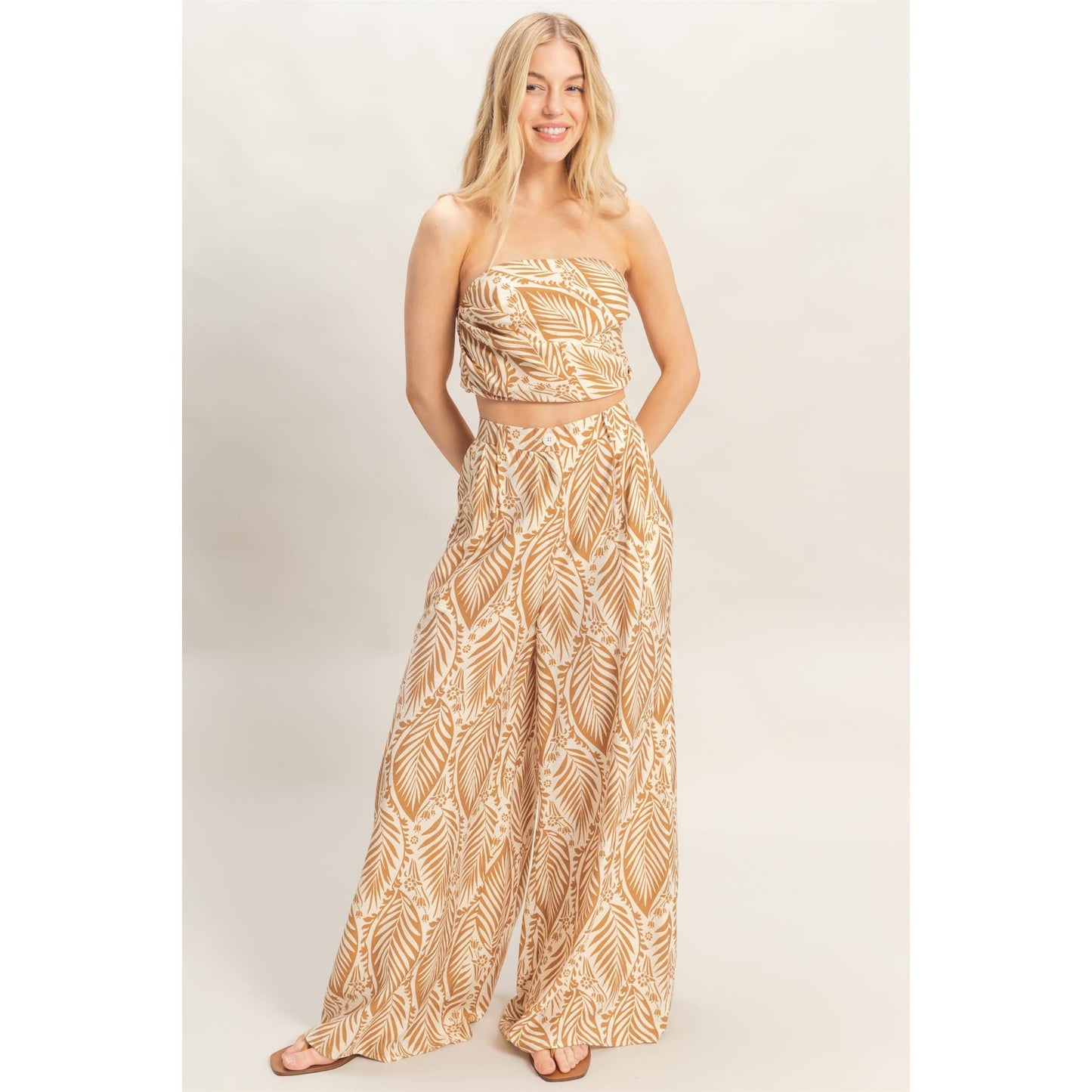 Strapless Top & Pant Print Set