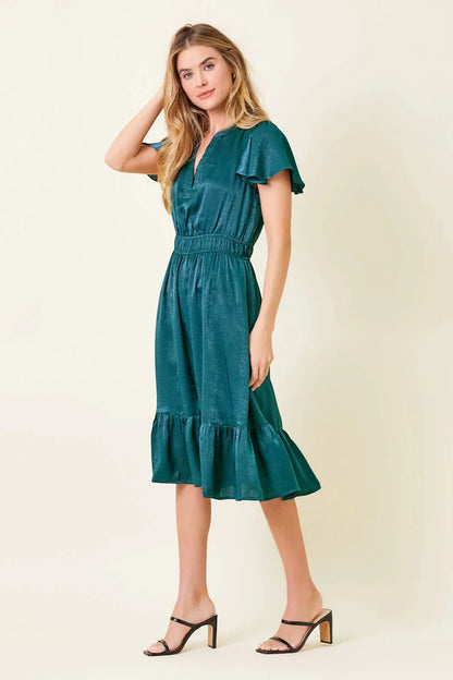 Crushed Satin Midi Dress - Southern Sassy Boutique