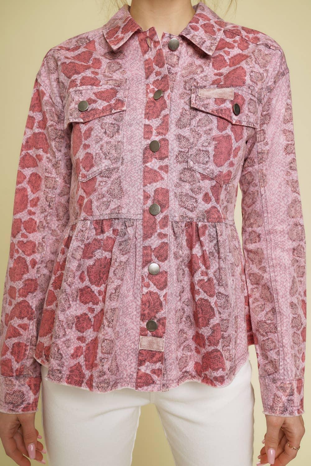 Animal Print Peplum Jacket - Southern Sassy Boutique