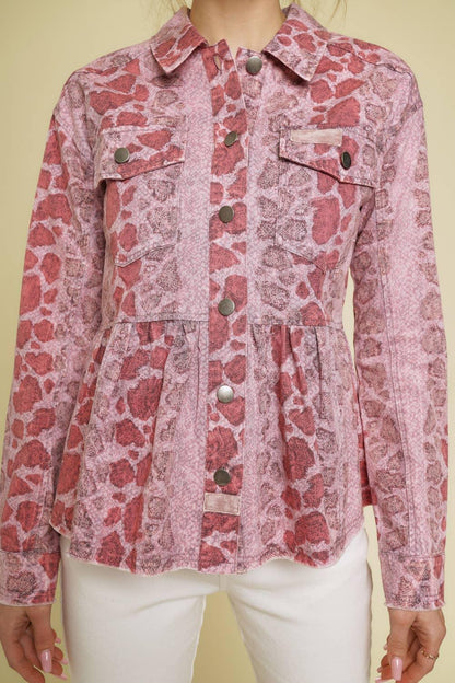 Animal Print Peplum Jacket - Southern Sassy Boutique