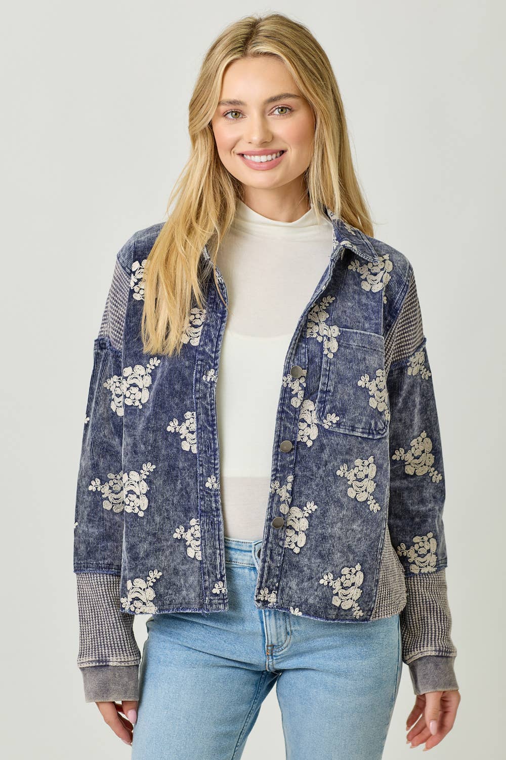 Flower Embroidery Hoodie Jacket