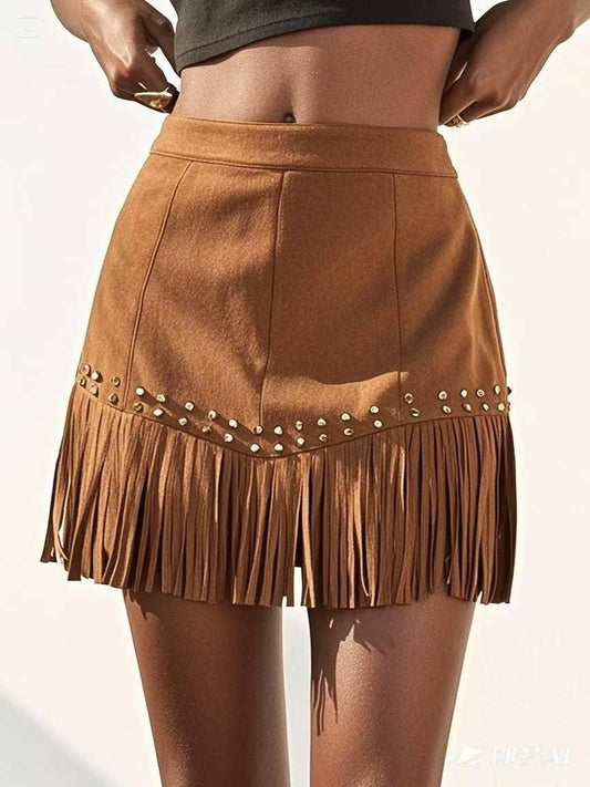 Vintage Fringe Western Cowgirl Stud Skirt - Southern Sassy Boutique