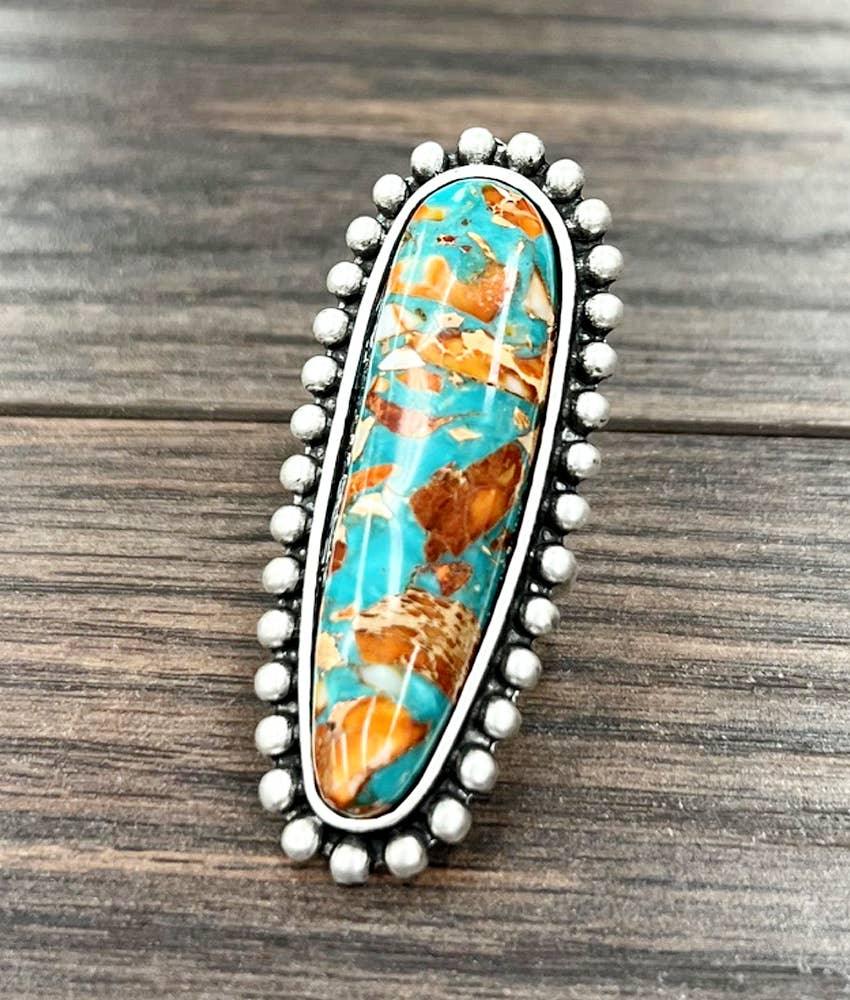 750509, Very-Big! Gemstone Adjustable Ring - Southern Sassy Boutique