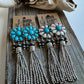 Western Concho Bead Fringe Dangle Earrings